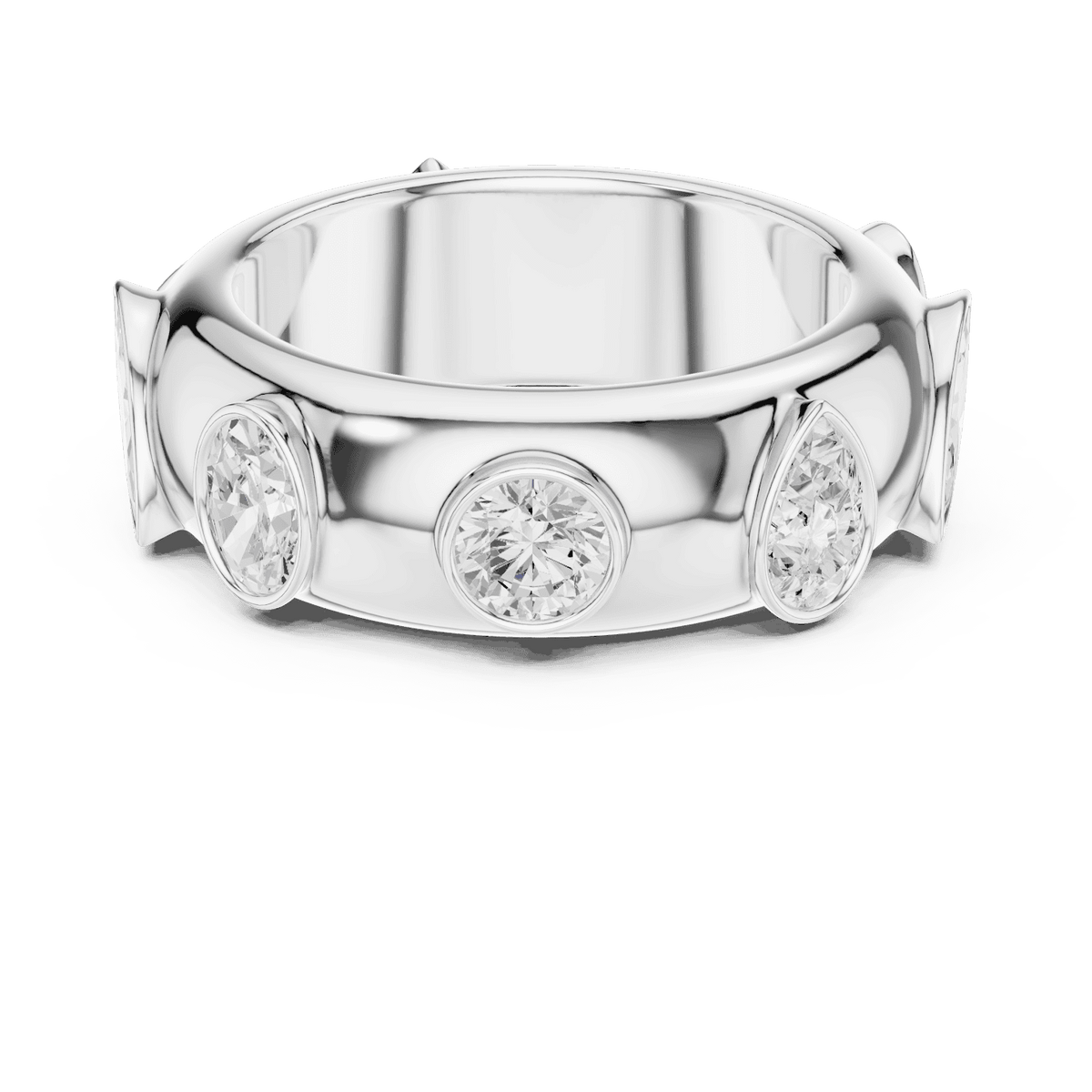 Marquise diamond eternity band ring featuring alternating marquise and round brilliant stones on a polished band by Orova Jewels.
