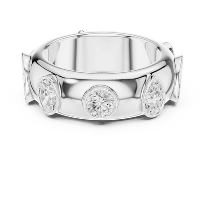 Marquise diamond eternity band ring featuring alternating marquise and round brilliant stones on a polished band by Orova Jewels.