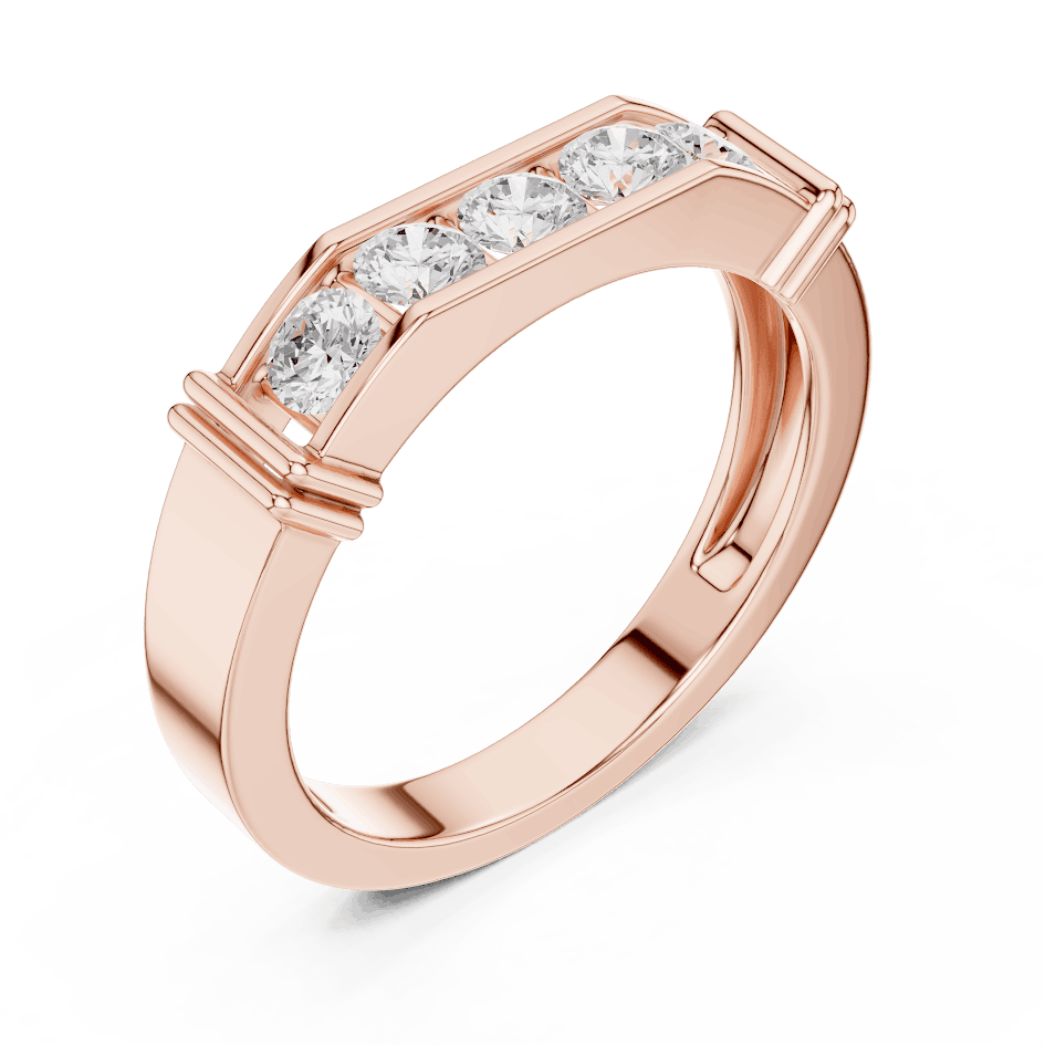 Contemporary channel-set diamond ring featuring brilliant round stones on a sleek polished band by Orova Jewels.