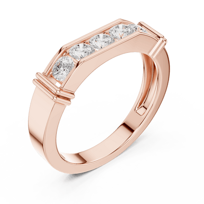 Contemporary channel-set diamond ring featuring brilliant round stones on a sleek polished band by Orova Jewels.