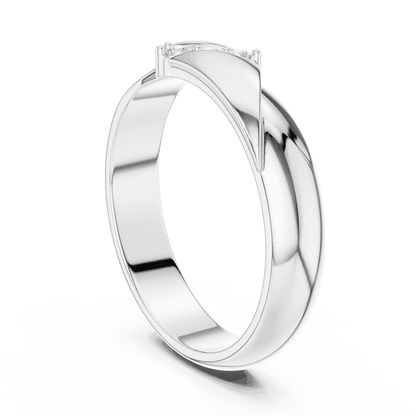 Modern curved diamond accent ring featuring a sleek polished band with a contemporary sweeping design and sparkling round diamonds by Orova Jewels.