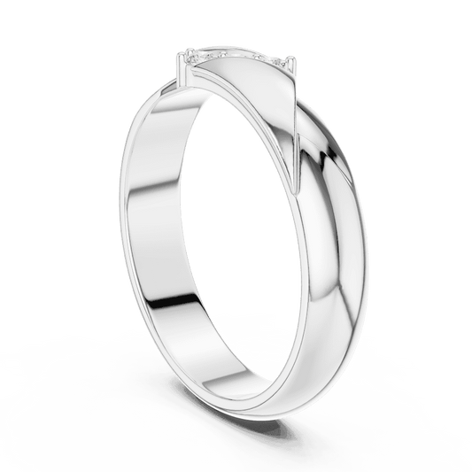 Modern curved diamond accent ring featuring a sleek polished band with a contemporary sweeping design and sparkling round diamonds by Orova Jewels.
