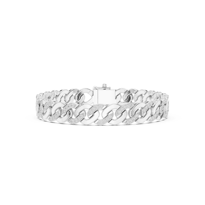 Diamond Cuban link chain bracelet featuring polished interlocking links with sparkling stone accents and a secure box clasp by Orova Jewels.