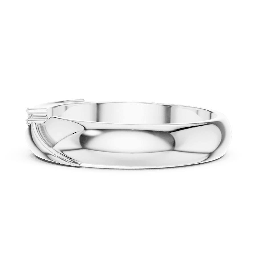 Modern curved diamond accent ring featuring a sleek polished band with a contemporary sweeping design and sparkling round diamonds by Orova Jewels.