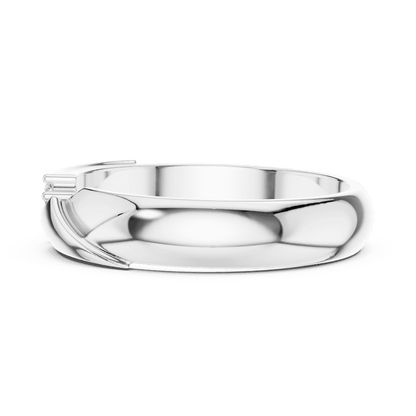 Modern curved diamond accent ring featuring a sleek polished band with a contemporary sweeping design and sparkling round diamonds by Orova Jewels.