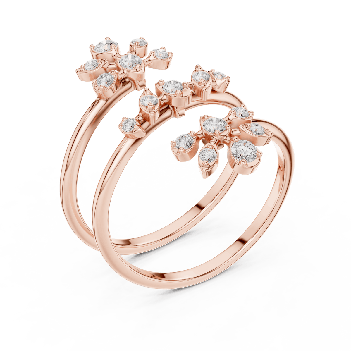 Diamond floral hoop earrings featuring sparkling flower-shaped diamond clusters on sleek polished hoops by Orova Jewels.