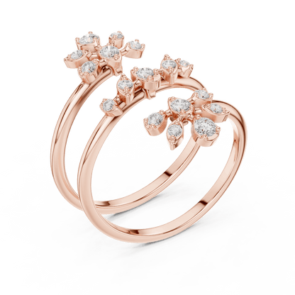 Diamond floral hoop earrings featuring sparkling flower-shaped diamond clusters on sleek polished hoops by Orova Jewels.