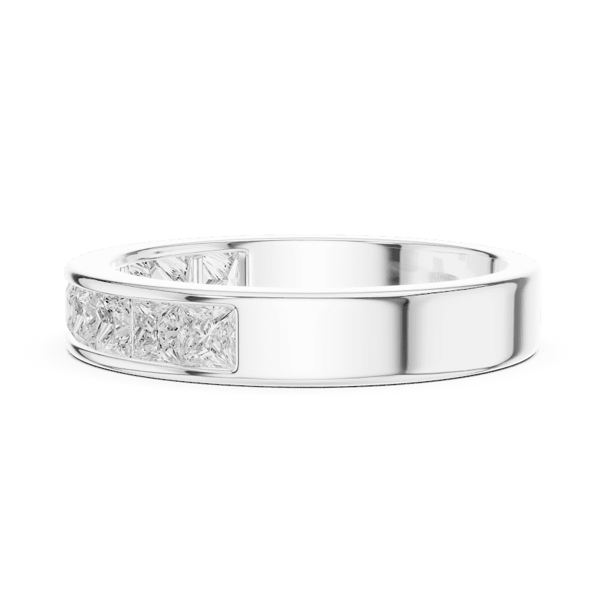Princess Cut Diamond Channel Band Ring featuring a row of channel-set princess-cut diamonds on a polished band by Orova Jewels.