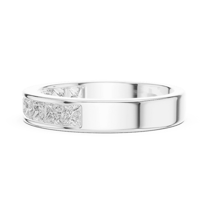 Princess Cut Diamond Channel Band Ring featuring a row of channel-set princess-cut diamonds on a polished band by Orova Jewels.