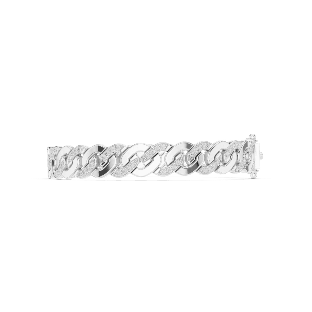 Diamond Cuban link chain bracelet featuring polished interlocking links with sparkling stone accents and a secure box clasp by Orova Jewels.