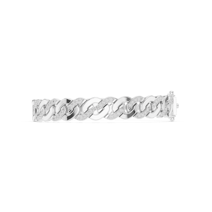 Diamond Cuban link chain bracelet featuring polished interlocking links with sparkling stone accents and a secure box clasp by Orova Jewels.