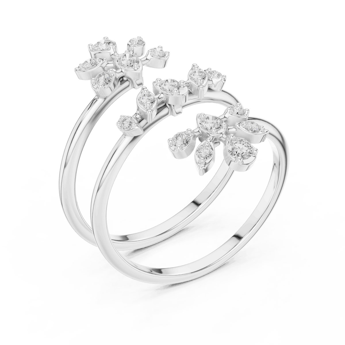 Diamond floral hoop earrings featuring sparkling flower-shaped diamond clusters on sleek polished hoops by Orova Jewels.