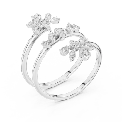 Diamond floral hoop earrings featuring sparkling flower-shaped diamond clusters on sleek polished hoops by Orova Jewels.