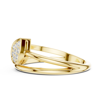 Marquise Cluster Diamond Ring featuring a marquise-shaped cluster of round diamonds on a sleek split-style polished band by Orova Jewels.