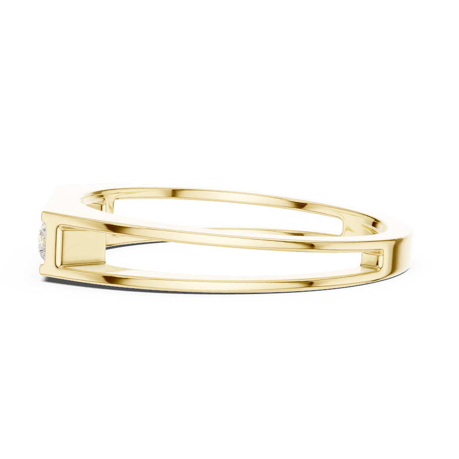 Modern bar diamond band ring featuring a sleek polished band with a horizontal row of brilliant round diamonds by Orova Jewels.