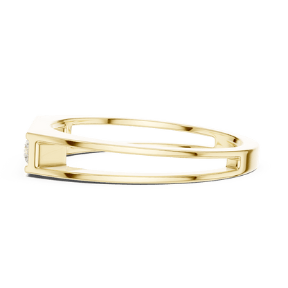 Modern bar diamond band ring featuring a sleek polished band with a horizontal row of brilliant round diamonds by Orova Jewels.