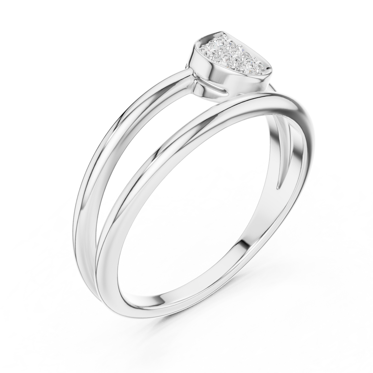 Marquise Cluster Diamond Ring featuring a marquise-shaped cluster of round diamonds on a sleek split-style polished band by Orova Jewels.