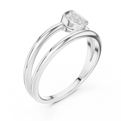 Marquise Cluster Diamond Ring featuring a marquise-shaped cluster of round diamonds on a sleek split-style polished band by Orova Jewels.