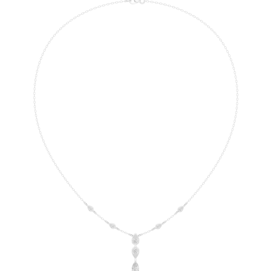Elegant teardrop diamond pendant necklace with a delicate chain and sparkling accent stones by Orova Jewels.