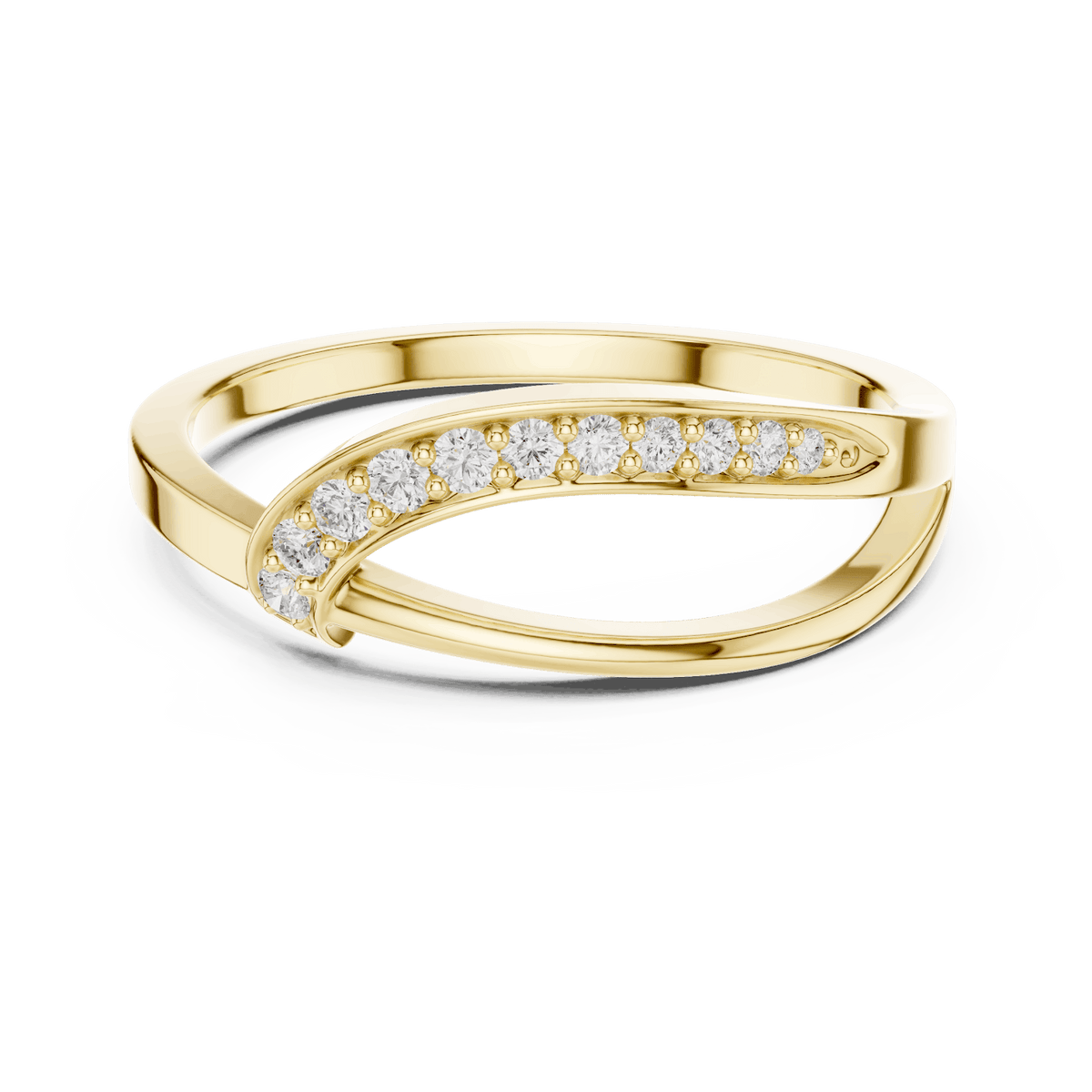 Twisted Pavé Diamond Band Ring featuring a graceful crossover design with sparkling pavé-set diamond accents and a polished finish by Orova Jewels.