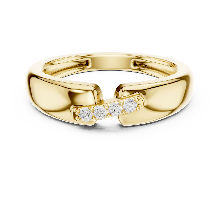 Classic diamond wedding band ring featuring a polished band with a row of sparkling round diamonds by Orova Jewels.
