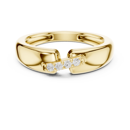 Classic diamond wedding band ring featuring a polished band with a row of sparkling round diamonds by Orova Jewels.