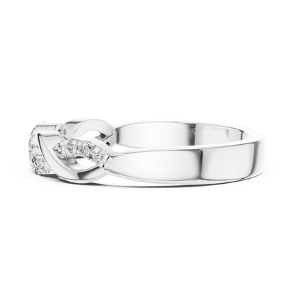 Twisted Diamond Wave Band Ring featuring an elegant crossover wave design with sparkling round stone accents and a polished finish by Orova Jewels.