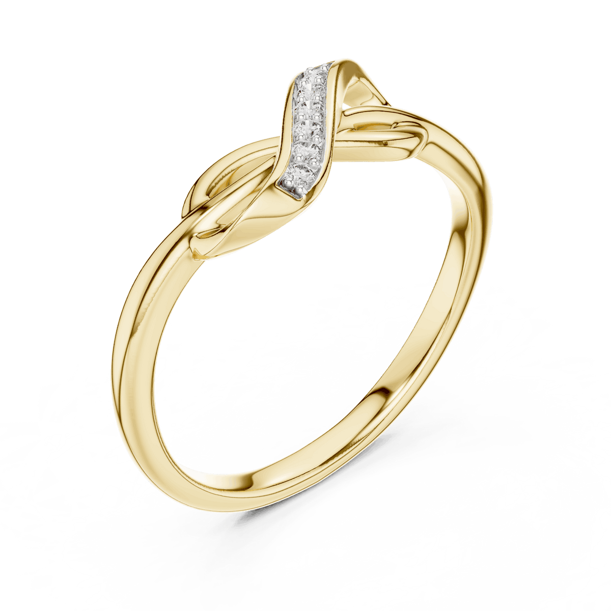 Twisted Infinity Diamond Ring featuring an elegant crossover band with sparkling accent stones and a polished finish by Orova Jewels.