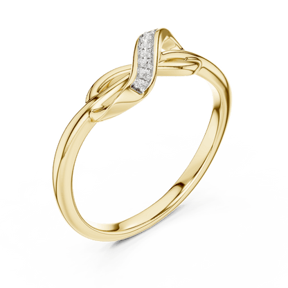 Twisted Infinity Diamond Ring featuring an elegant crossover band with sparkling accent stones and a polished finish by Orova Jewels.