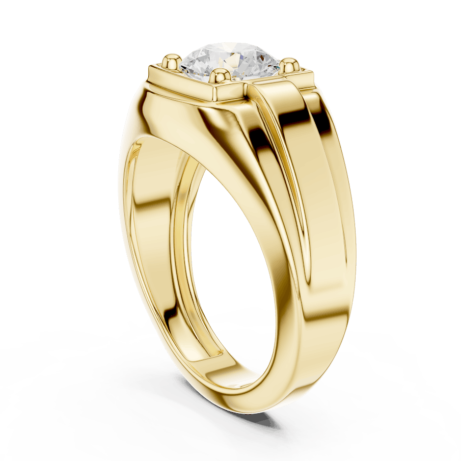 Classic solitaire diamond engagement ring featuring a brilliant round center stone in a four-prong setting with a polished band by Orova Jewels.