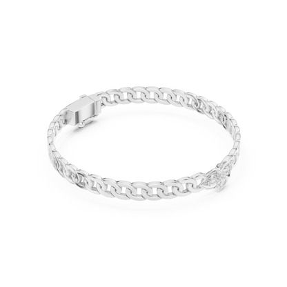 Butterfly diamond chain bracelet featuring polished interlocking links and a sparkling butterfly centerpiece by Orova Jewels.