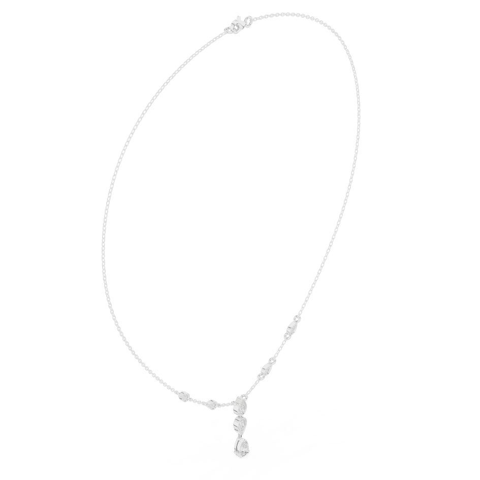 Elegant teardrop diamond pendant necklace with a delicate chain and sparkling accent stones by Orova Jewels.