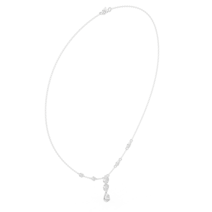 Elegant teardrop diamond pendant necklace with a delicate chain and sparkling accent stones by Orova Jewels.