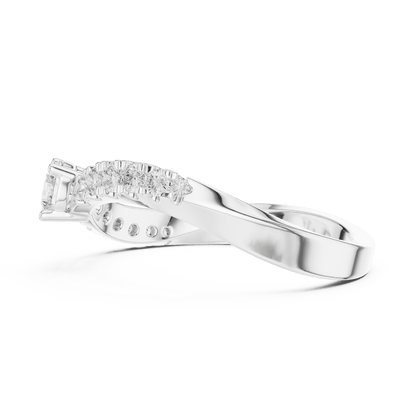 Classic solitaire diamond ring featuring a brilliant round-cut center stone with a sparkling pavé-set band and polished finish by Orova Jewels