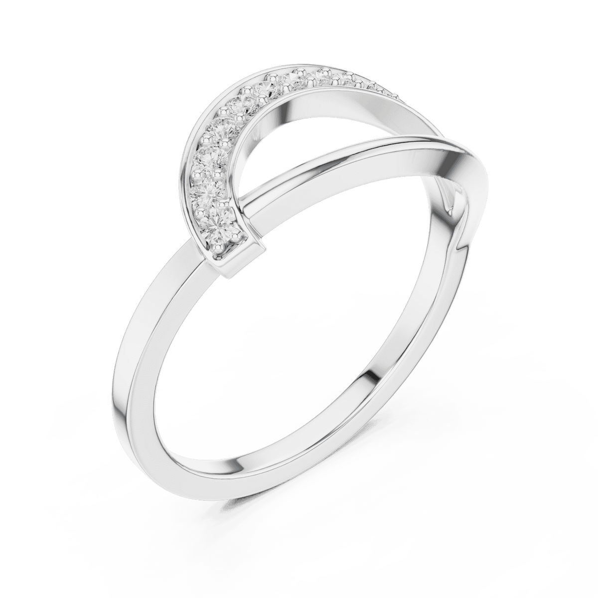 Twisted Pavé Diamond Band Ring featuring a graceful crossover design with sparkling pavé-set diamond accents and a polished finish by Orova Jewels.