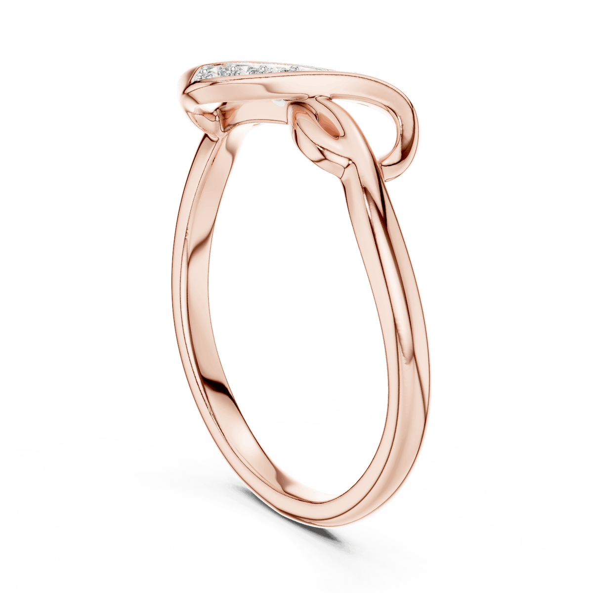 Twisted Infinity Diamond Ring featuring an elegant crossover band with sparkling accent stones and a polished finish by Orova Jewels.