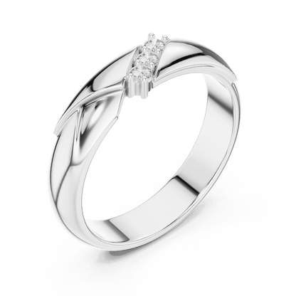 Modern curved diamond accent ring featuring a sleek polished band with a contemporary sweeping design and sparkling round diamonds by Orova Jewels.