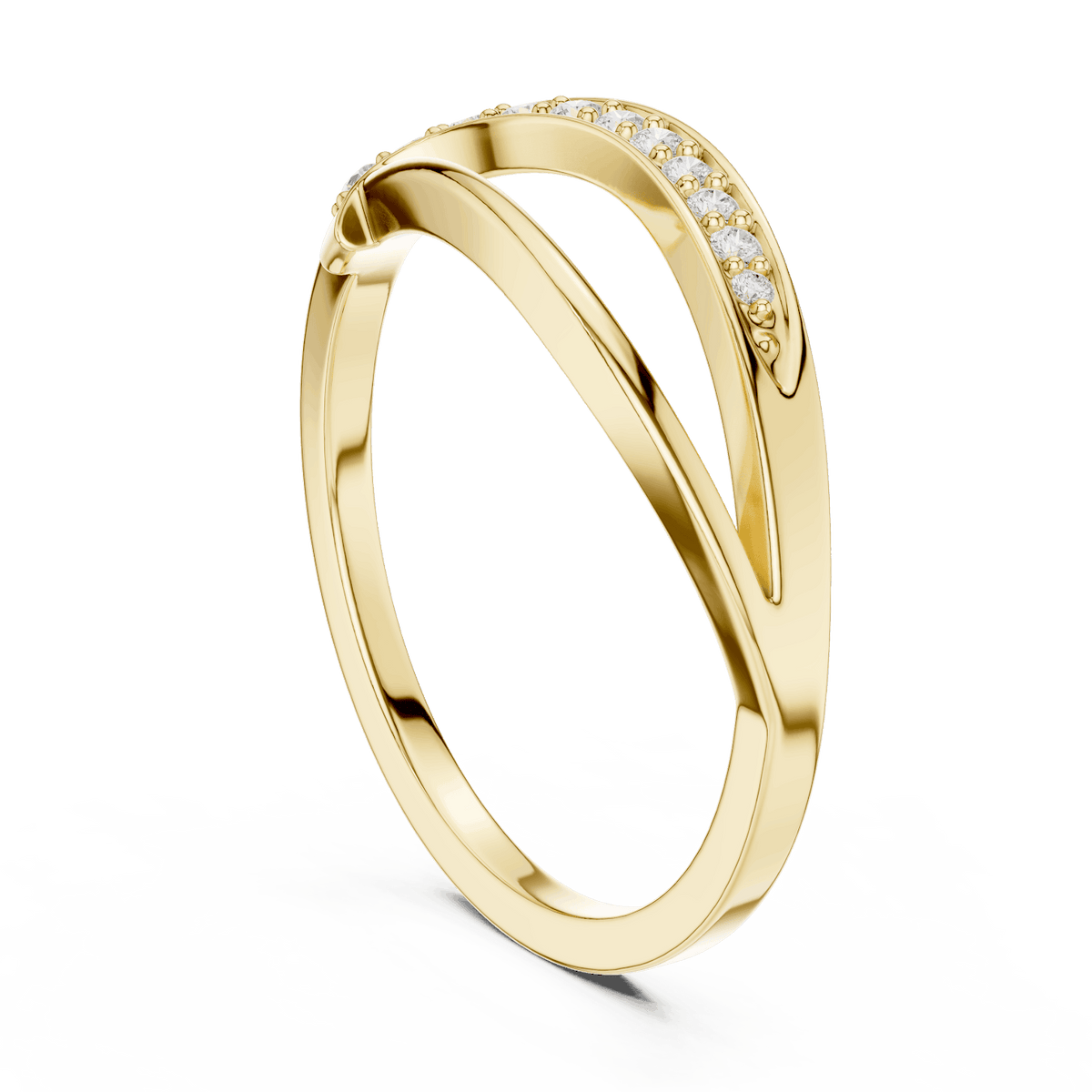 Twisted Pavé Diamond Band Ring featuring a graceful crossover design with sparkling pavé-set diamond accents and a polished finish by Orova Jewels.