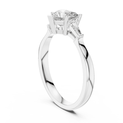 Classic solitaire diamond engagement ring featuring a round brilliant center stone in a four-prong setting with a polished band by Orova Jewels.