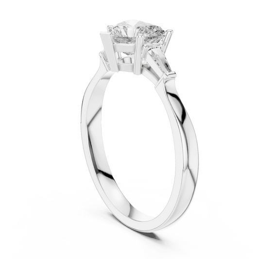 Classic solitaire diamond engagement ring featuring a round brilliant center stone in a four-prong setting with a polished band by Orova Jewels.