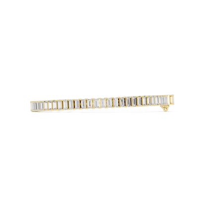 Emerald-cut diamond tennis bracelet featuring a continuous row of sparkling rectangular stones with a secure box clasp by Orova Jewels.