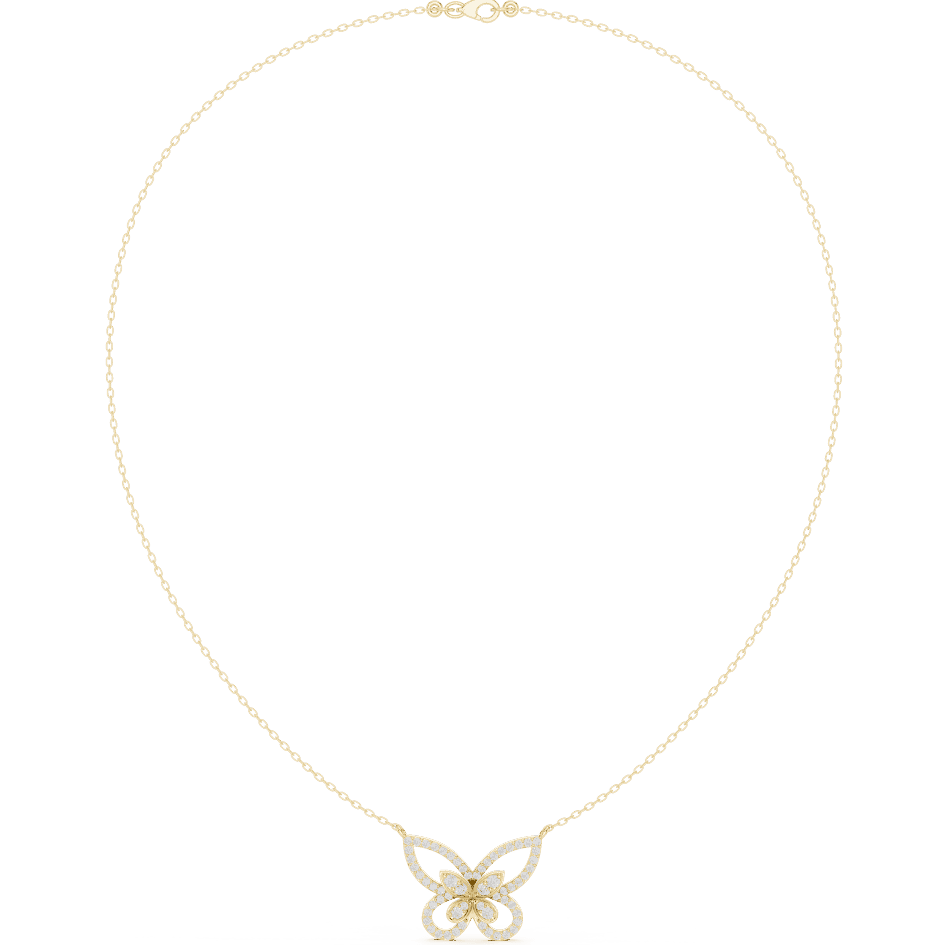 Butterfly diamond pendant necklace featuring a delicate butterfly-inspired design on a fine chain by Orova Jewels.