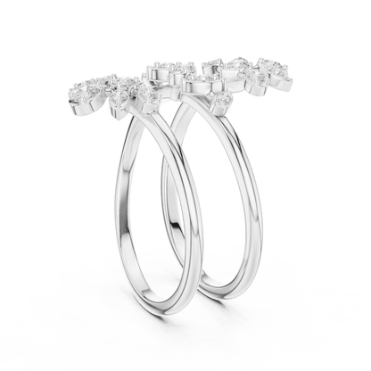 Diamond floral hoop earrings featuring sparkling flower-shaped diamond clusters on sleek polished hoops by Orova Jewels.
