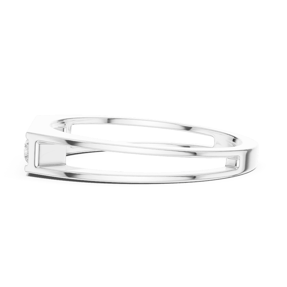 Modern bar diamond band ring featuring a sleek polished band with a horizontal row of brilliant round diamonds by Orova Jewels.