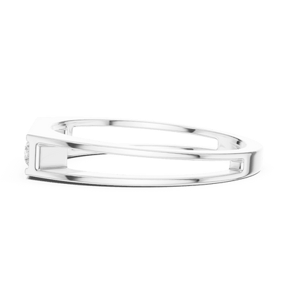 Modern bar diamond band ring featuring a sleek polished band with a horizontal row of brilliant round diamonds by Orova Jewels.