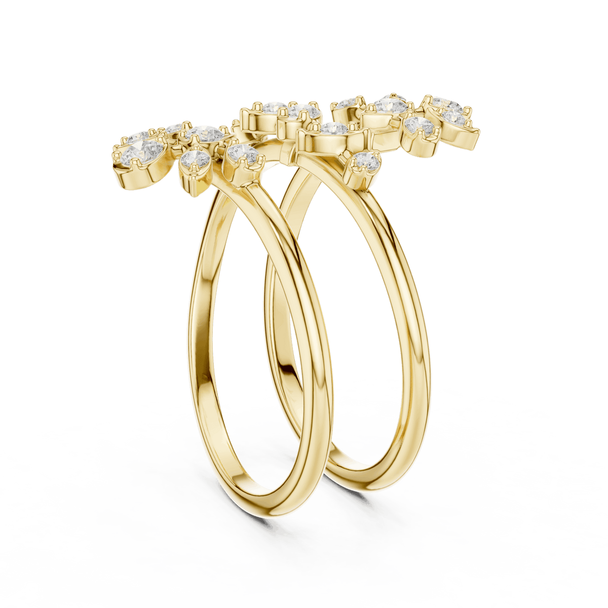 Diamond floral hoop earrings featuring sparkling flower-shaped diamond clusters on sleek polished hoops by Orova Jewels.