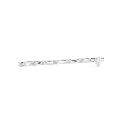 Bezel and baguette diamond tennis bracelet featuring alternating round bezel-set stones and polished baguette links by Orova Jewels.