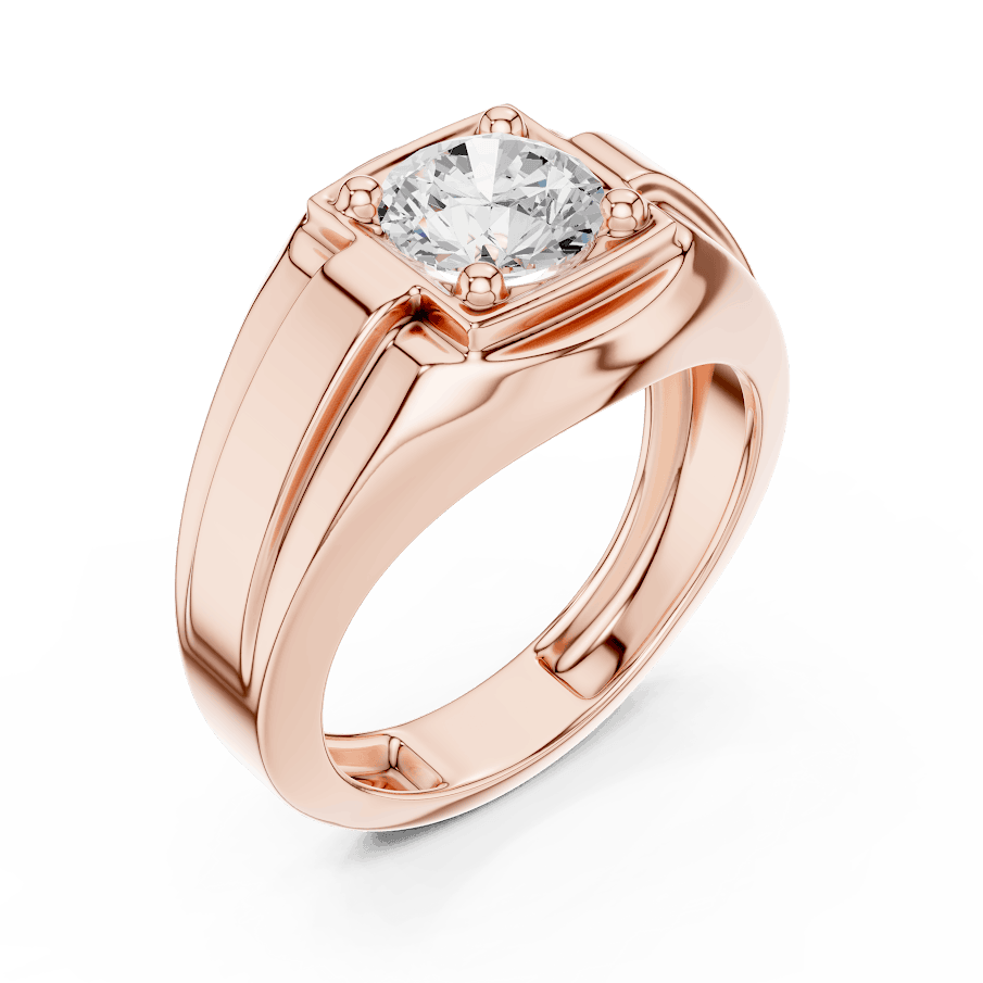 Classic solitaire diamond engagement ring featuring a brilliant round center stone in a four-prong setting with a polished band by Orova Jewels.