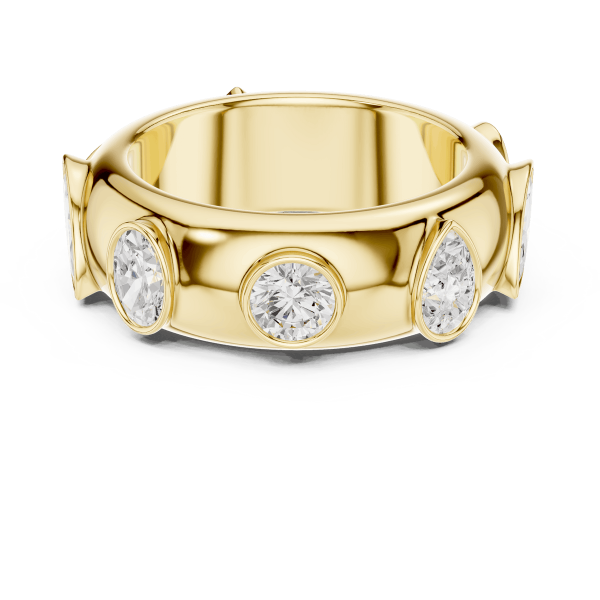 Marquise diamond eternity band ring featuring alternating marquise and round brilliant stones on a polished band by Orova Jewels.
