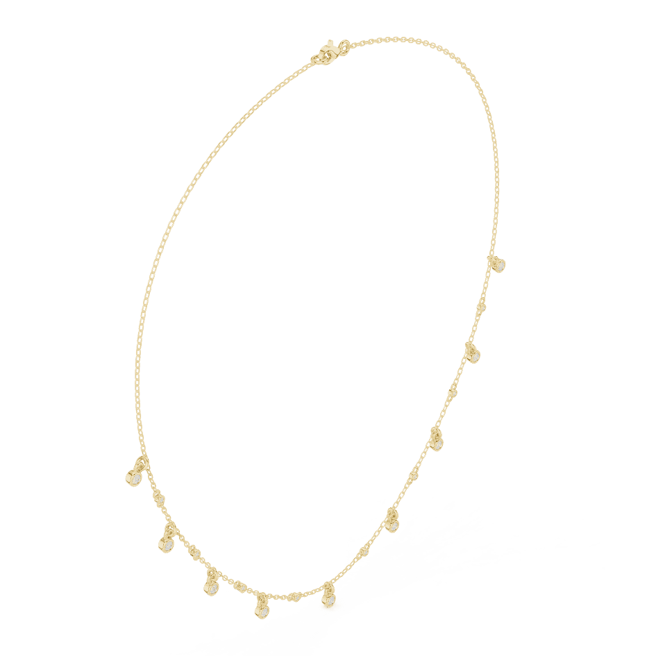 Dainty diamond dangle necklace featuring delicate sparkling drop charms on a fine chain by Orova Jewels.